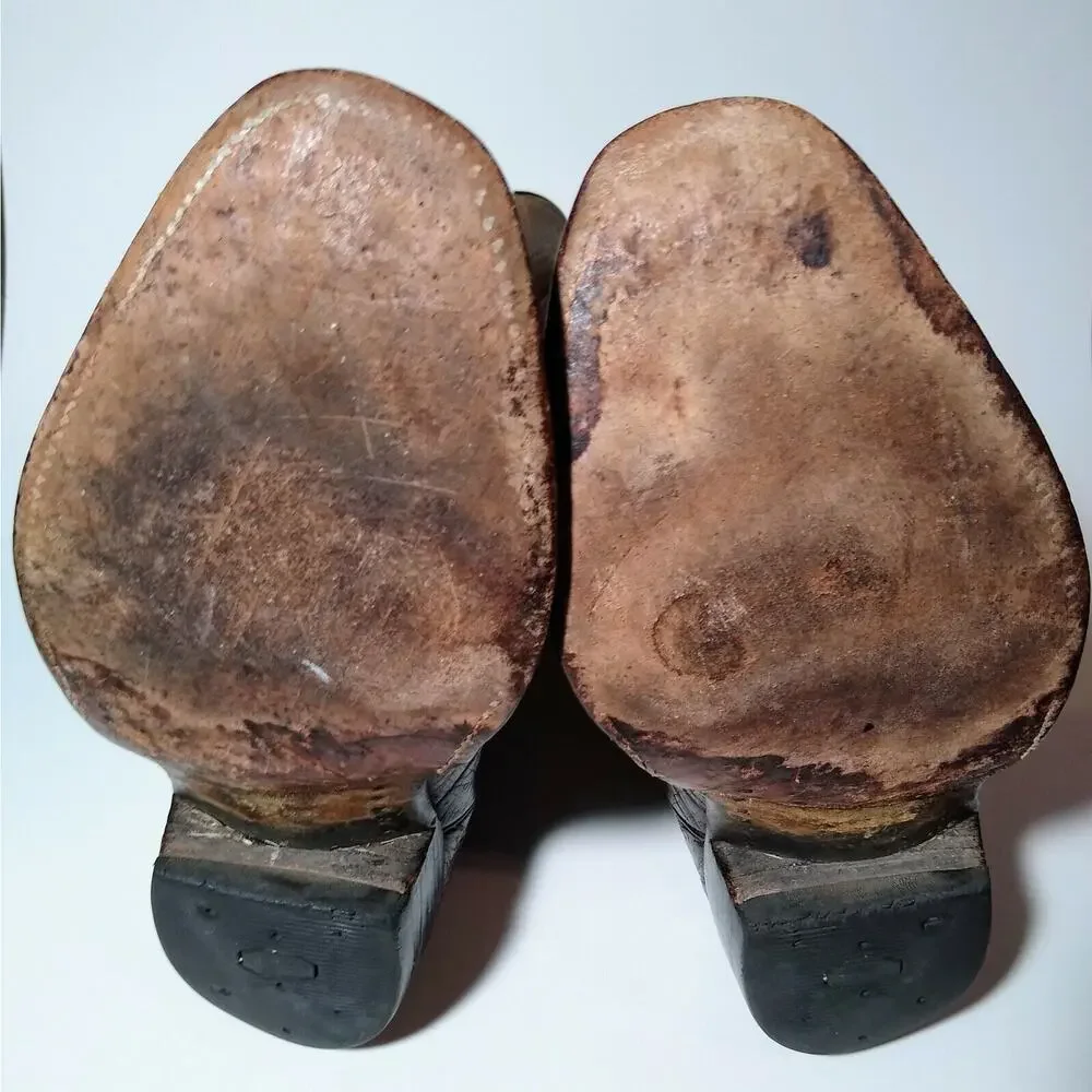 Luskey’s Brown Two Tone Ostrich Skin Cowboy Western Boots Men's Est. Size 8 M